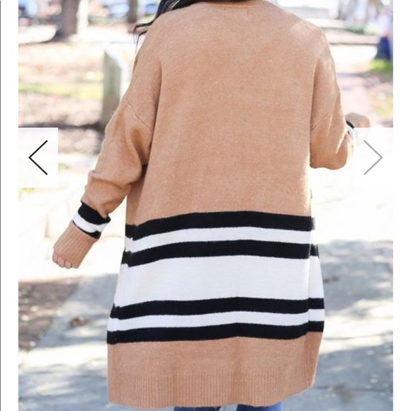 SOLD - DREAMERS LONG LINE CARDIGAN IN CAMEL - Picture 4 of 6